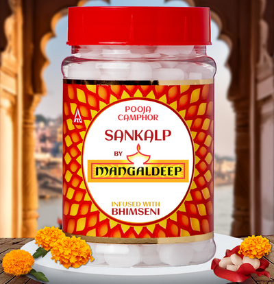 Mangaldeep Sankalp Pooja Camphor / Kapur - Infused with Bhimseni(Jar) 100g